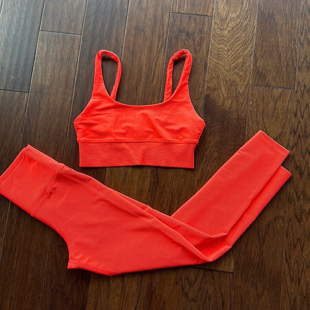 Beach riot ribbed orange set